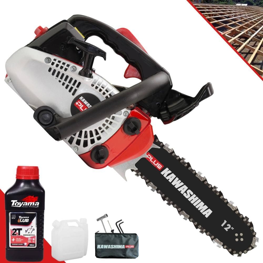 Motosserra KCS260P Plus Kawashima À Gasolina 25,4cc Alta Rotação e Performance Com Sabre 12 Polegadas e Corrente 22 Dentes + 1 ÓLEO TOYAMA FG50 2T