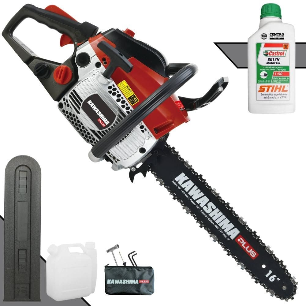 Motosserra Moto Serra Motor Serra Kawashima KCS-380P À Gasolina 2T 37,2cc Profissional Com Sabre 16’` Ideal Para Corte de Lenha + ÓLEO STIHL 8017 2T