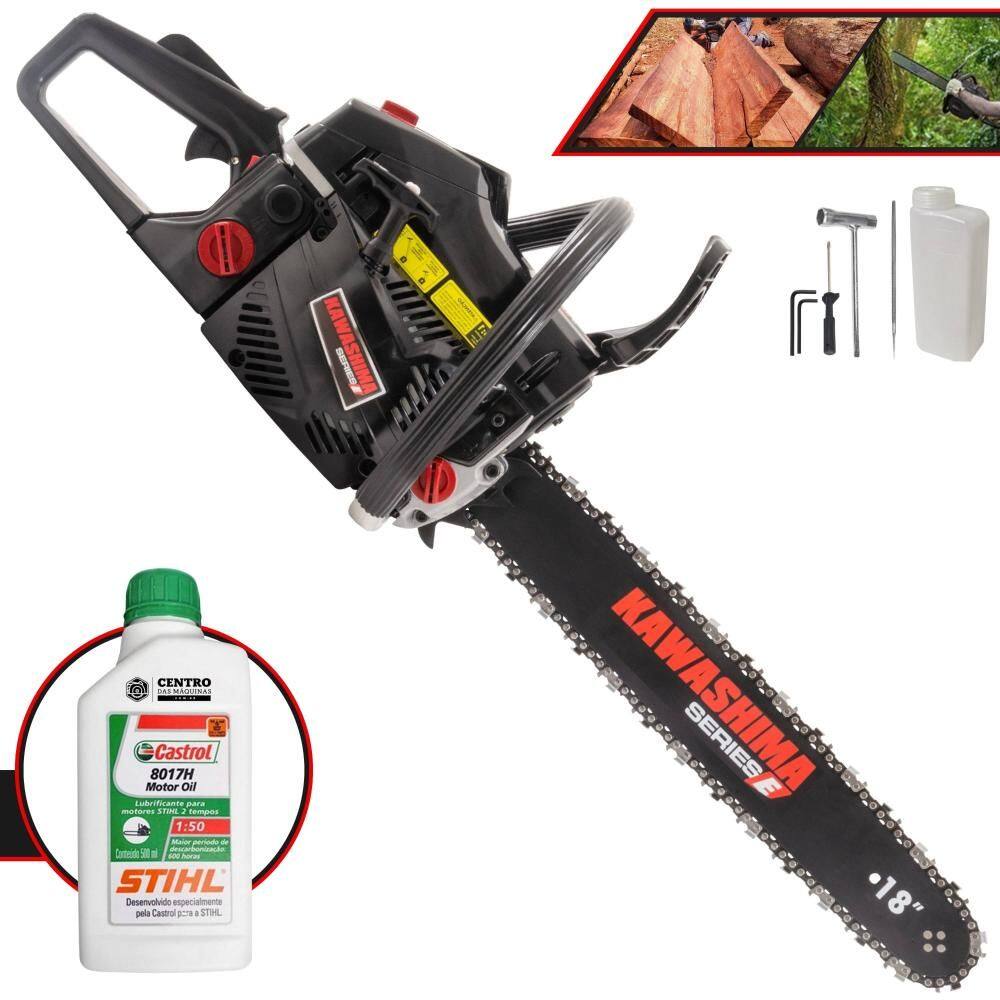 Motosserra Kawashima KCS580-E À Gasolina 2T 54cc Profissional Com Carcaça de Alumínio e Sabre 18’` Ideal Para Todos os Trabalhos + ÓLEO STIHL 2T