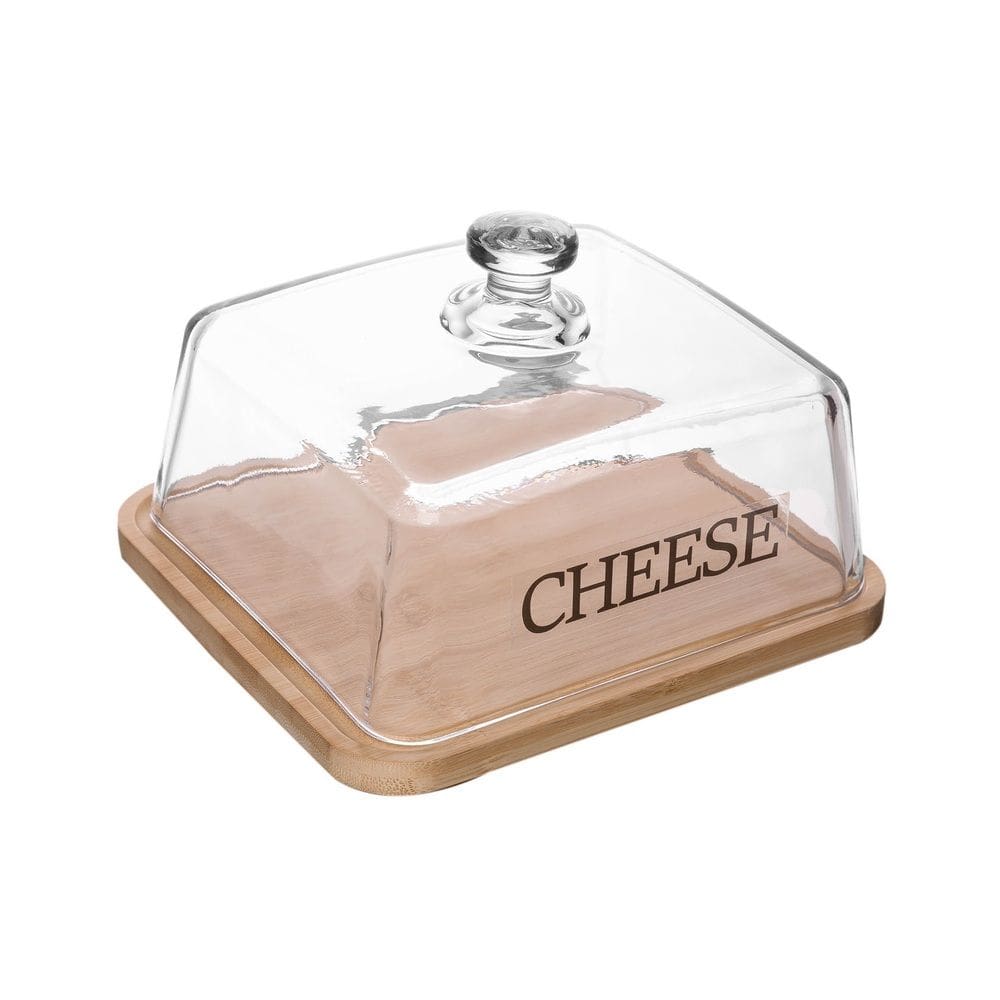 Queijeira de Vidro C/Base de Bambu Basic 20x13cm Wolff