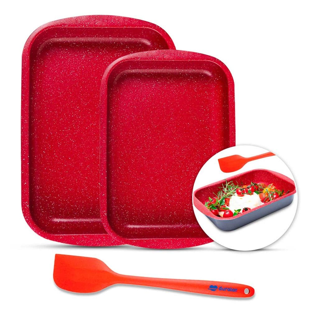 Jogo Assadeiras 3 Peças Espátula Silicone Vermelho Duralar