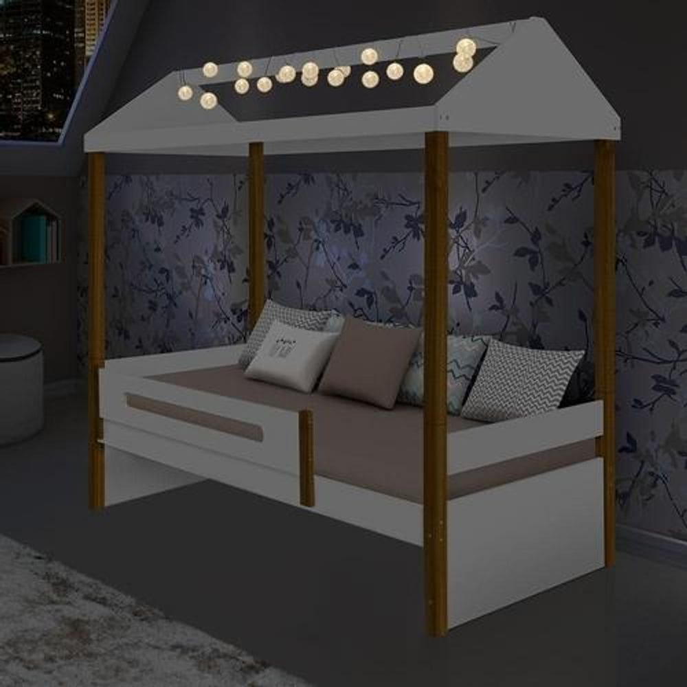 CAMA SOLTEIRO SARA BRANCO com LED