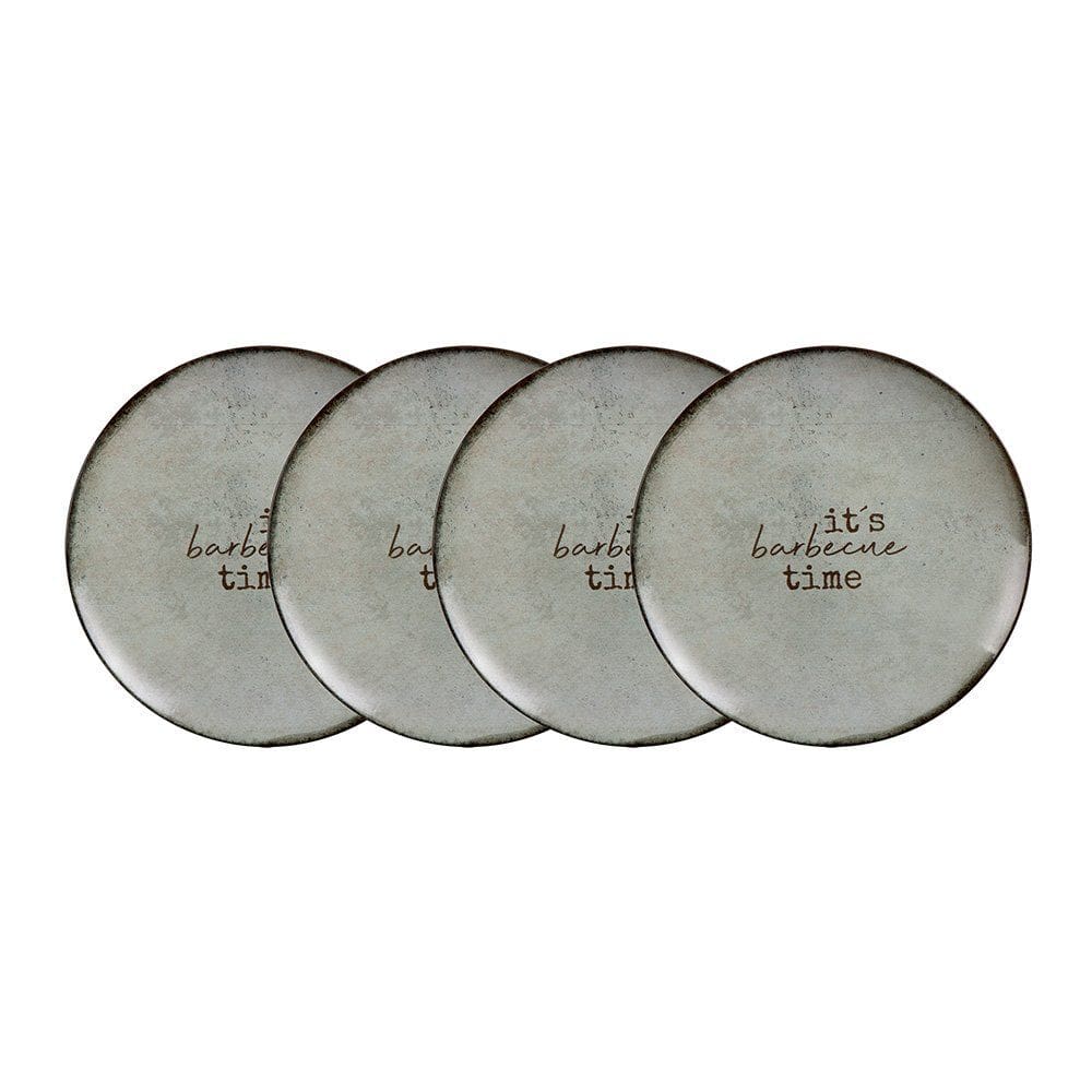 Jogo de Pratos Rasos Tramontina Churrasco Rustic 4 Peças em Porcelana