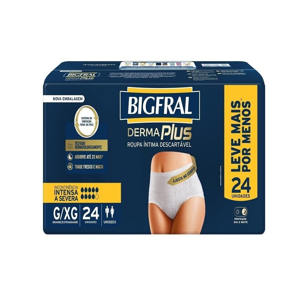 Fralda Descartavel Adulto Bigfral Roupa Intima Derma Plus Grande/Extra Grande - 4 Pacotes com 24 Fraldas