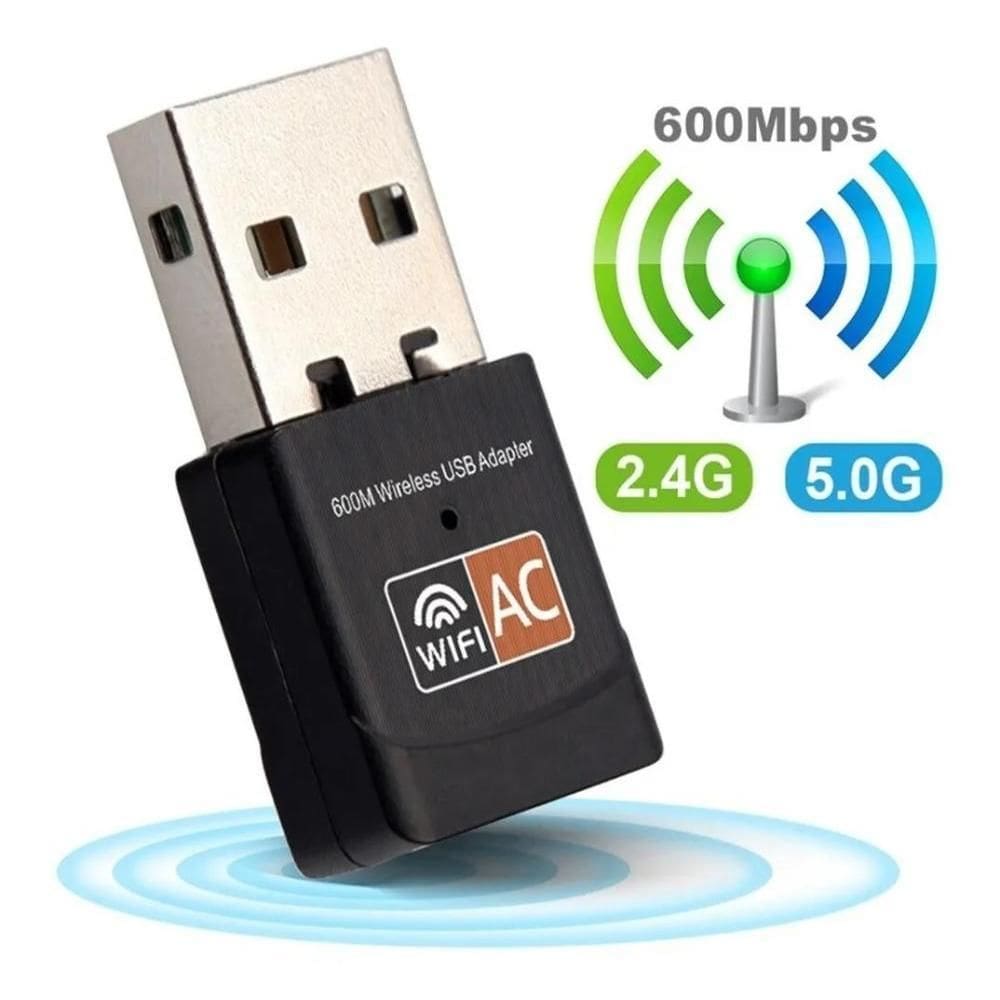 Adaptador Usb Wifi Dual Band 2.4 5Ghz 600Mbps Wireless 5G Ac