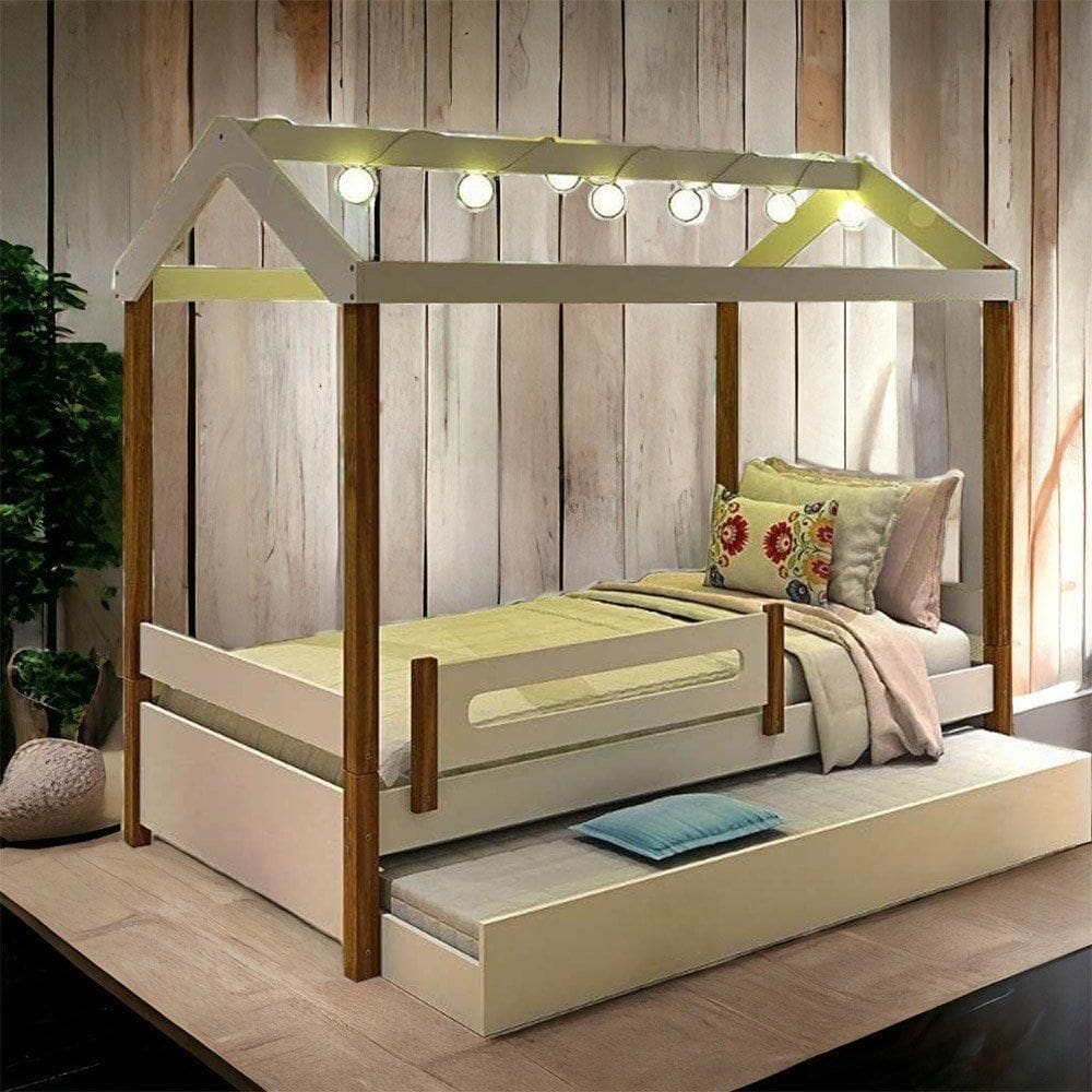 Cama Eliz Branca com LED e Aux, Firenze