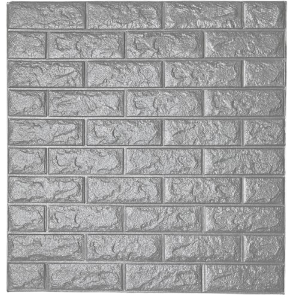 Placa Lorben 3D Espuma Autocolante Prateado Tijolinho Moderna