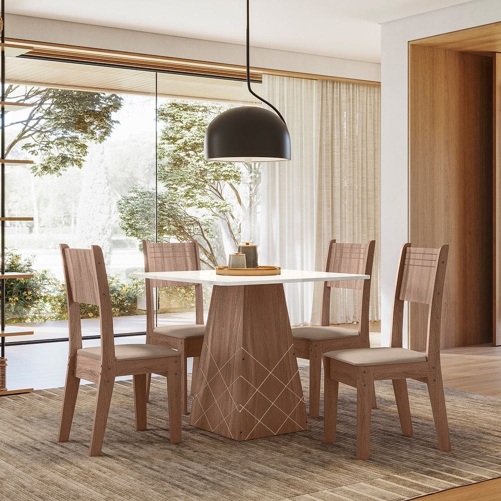Conjunto Sala de jantar Liza 0,90 com 04 Cadeiras Amend 74B