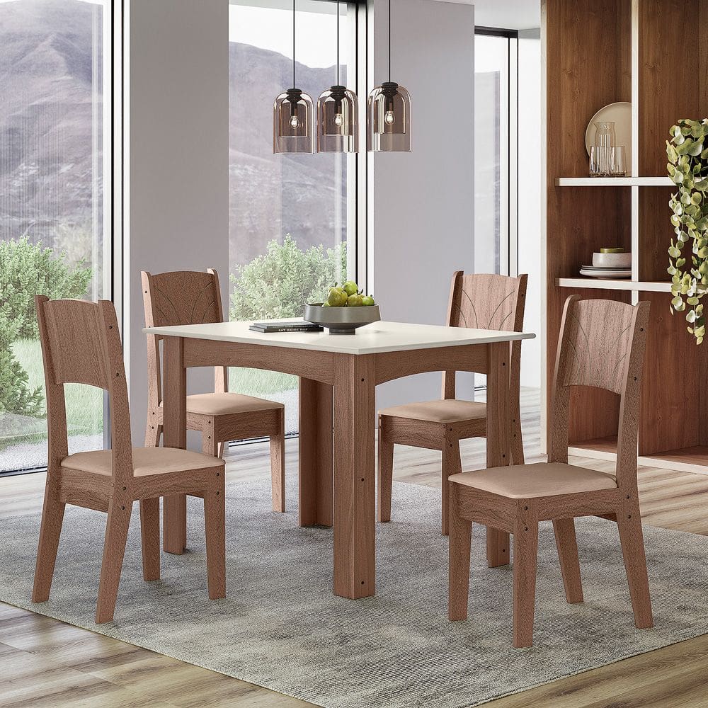 Conjunto Sala de Jantar Alice 1,10 com 4 Cadeiras Amend 51C