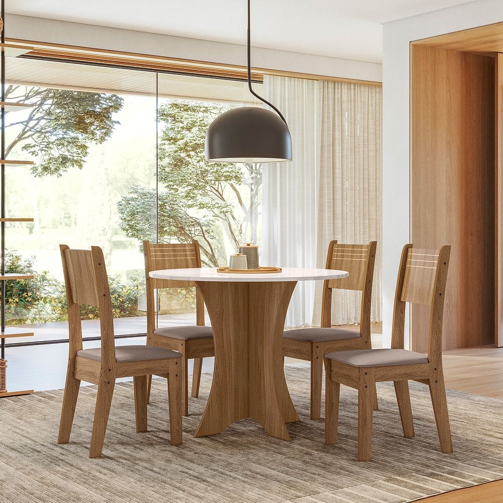 Conjunto Sala de jantar Yara 0,90 com 04 Cadeiras Cedro 06C