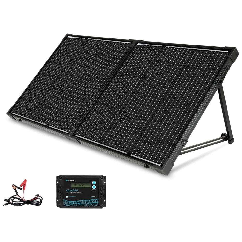 Painel Solar, Monocristalino, portátil, à prova dágua, 100W, 12V, 2 unidades, RENOGY RNG KIT STCS 100D VOY20, Preto