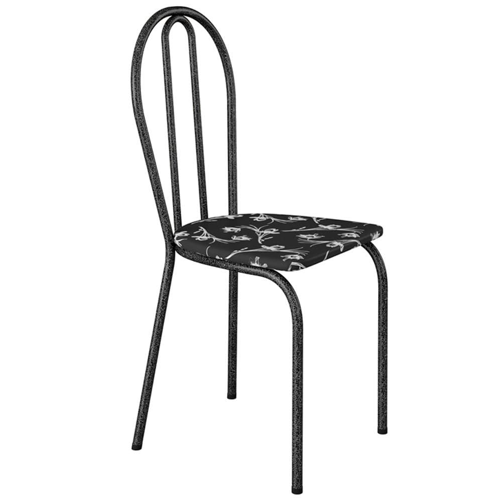 Cadeira Tubular America 004 Cromo Preto ARTEF