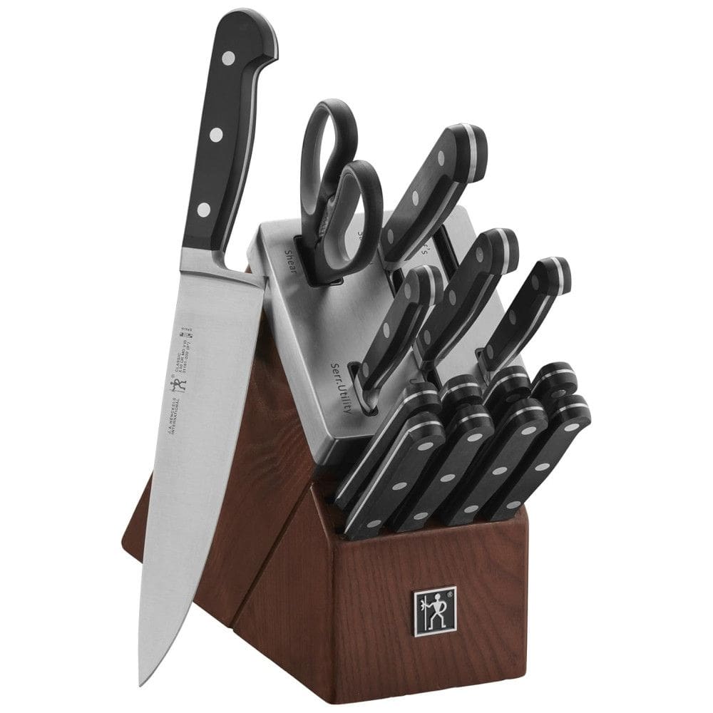 Conjunto de Facas com Afiador Embutido e Bloco de Bancada 15 Peças, HENCKELS 31185 015, Preto