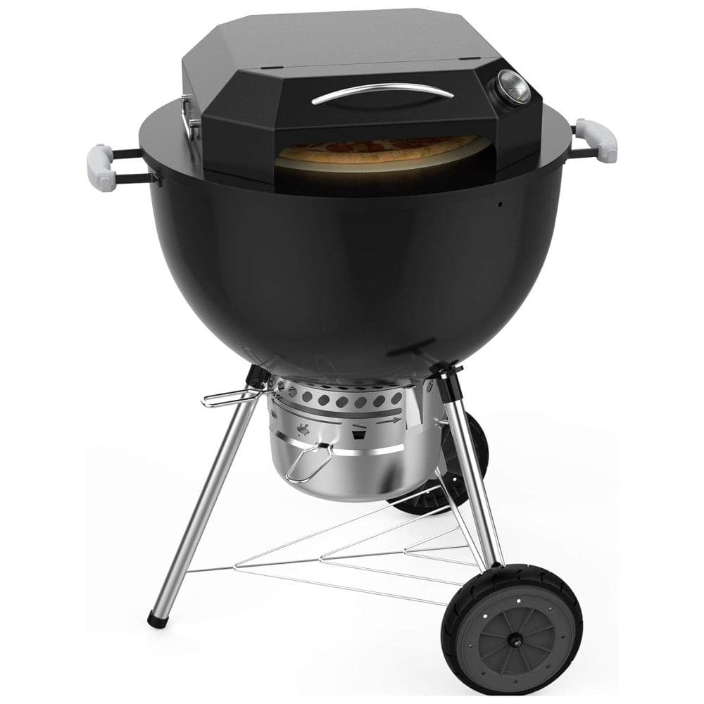 no de Portátil para Churrasqueira com Termômetro até, ONLY FIRE black pizza oven kit for kettle grill, Preto