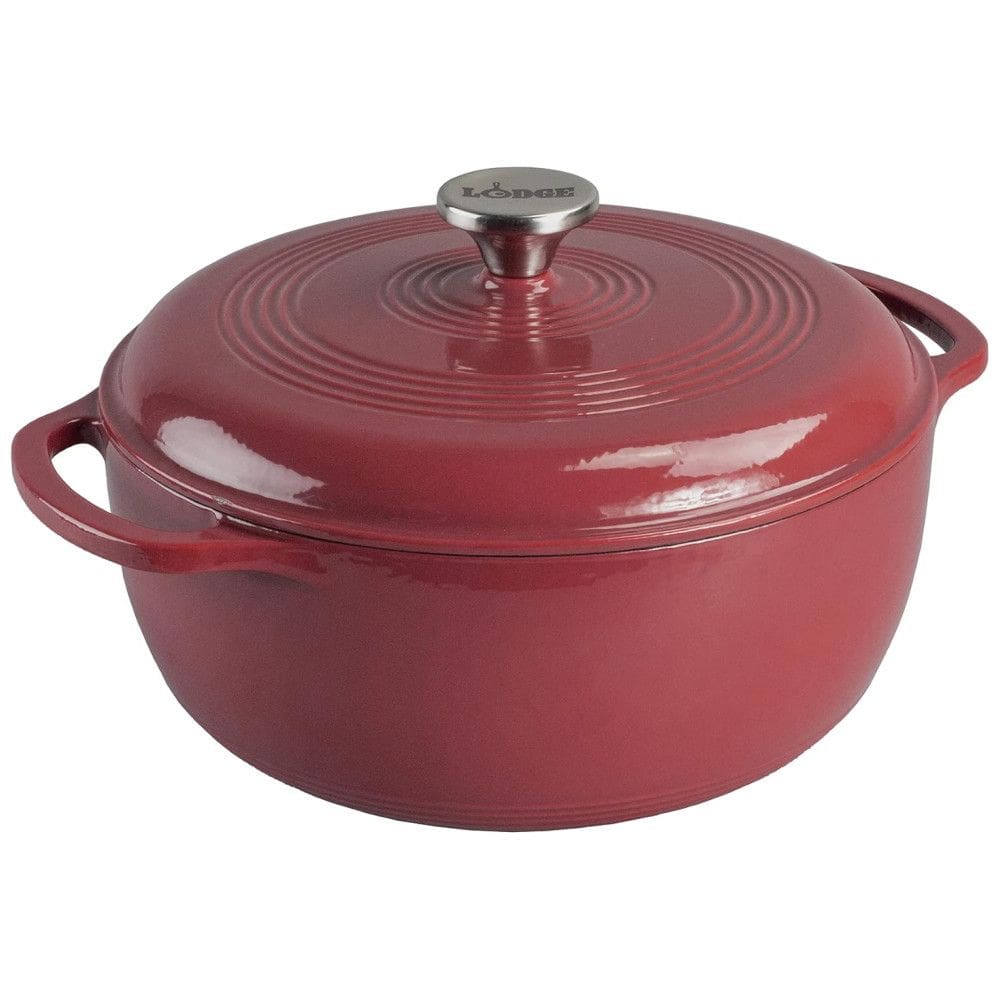 Panela de Ferro Fundido 6 Litros Forno Holandês Esmaltado e Antiaderente, Cranberry, LODGE EC6D002B, Vermelho