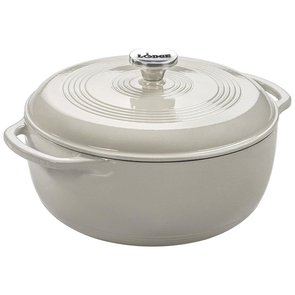 EC6D34 Panela de Ferro Fundido 6 Litros Forno Holandês Esmaltado e Antiaderente, Ostra, LODGE EC6D13, Branco