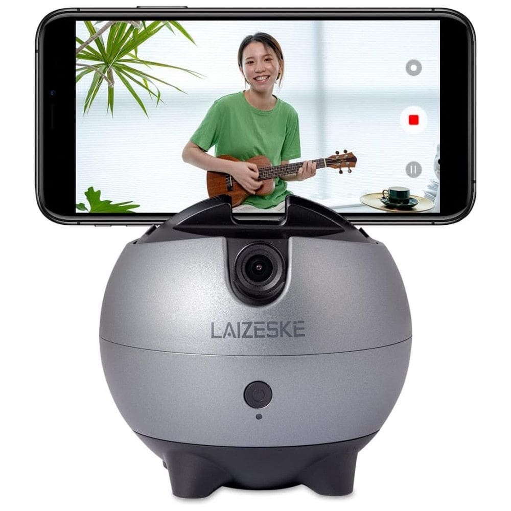 LA8 Suporte para Celular com Rastreamento de Rosto 360 Automático, LAIZESKE, Cinza