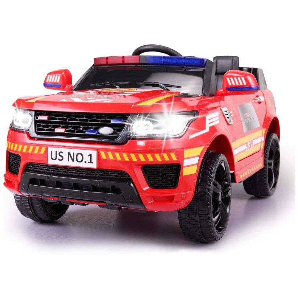 Carro Elétrico Bombeiro 12V Recarregável para Crianças 2 Assentos até 29 kg, Idade Recomendada 3, TOBBI, Vermelho