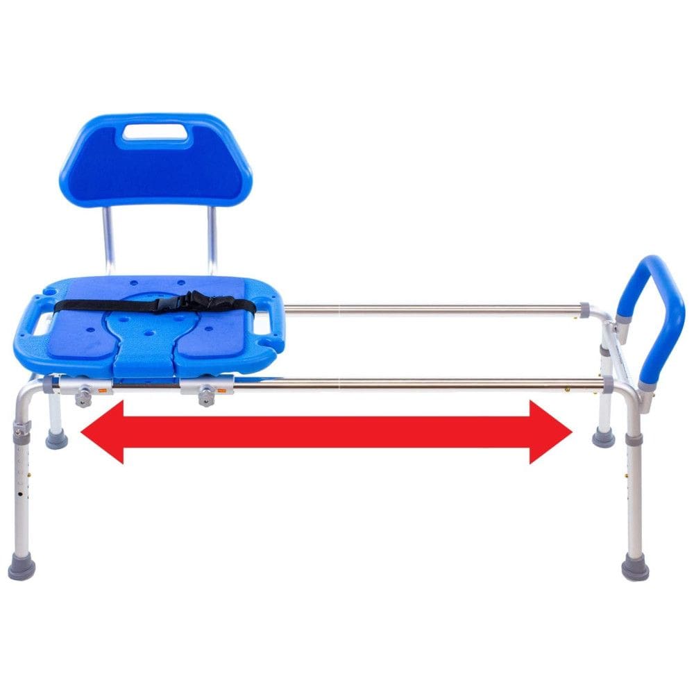 Cadeira de Banho Móvel para Idoso com Assento Recortado e Deslizante, suporta até 180 kg, PLATINUM HEALTH, Azul