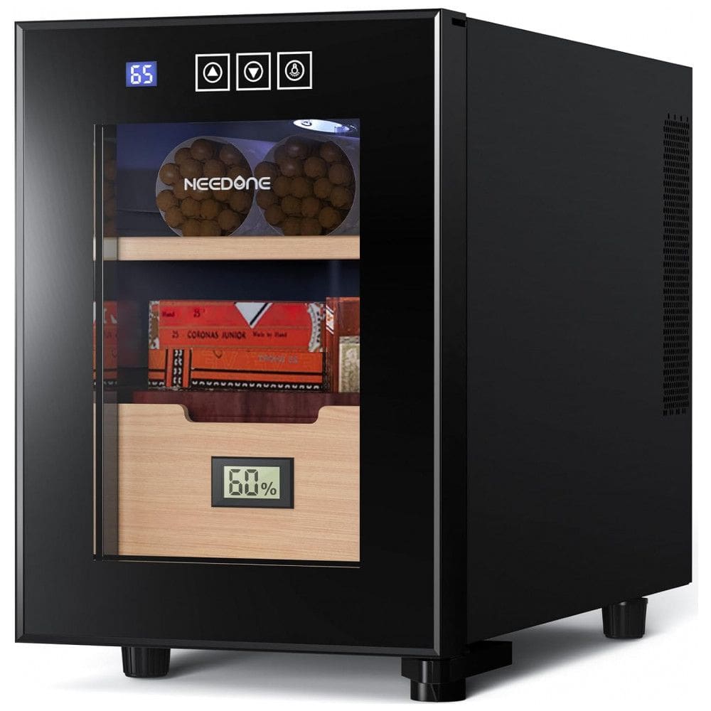 Umidor Elétrico para Charutos 16L com Prateleiras e Higrômetro, 110 Volts, NEEDONE, Preto