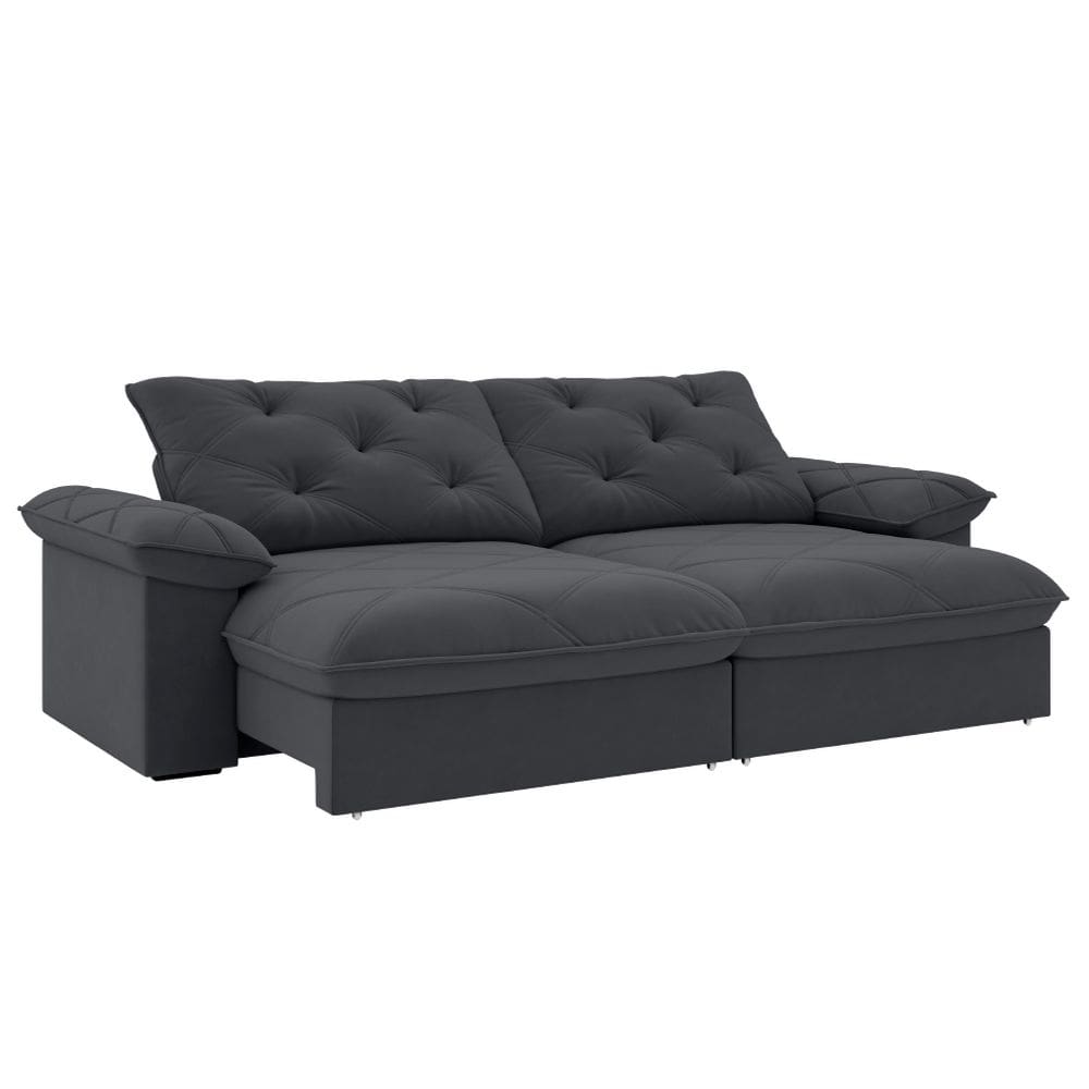 Sofá Retrátil e Reclinável 4 Lugares 2,60m Slim Amsterdã Cinza