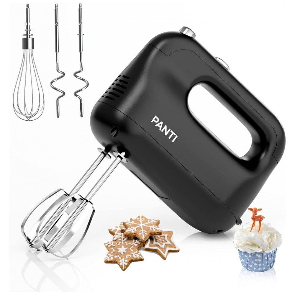 Batedeira de Mão Elétrica com 5 Velocidades e 3 Acessórios 150W, 110v, PANTI, Preto