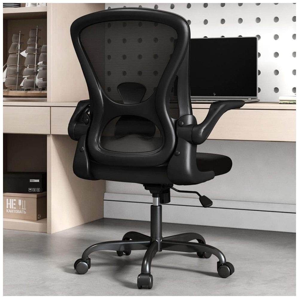 Cadeira de Escritório Ergonômica Giratória com Suporte Lombar e Altura Ajustáveis, SYTAS , Preto