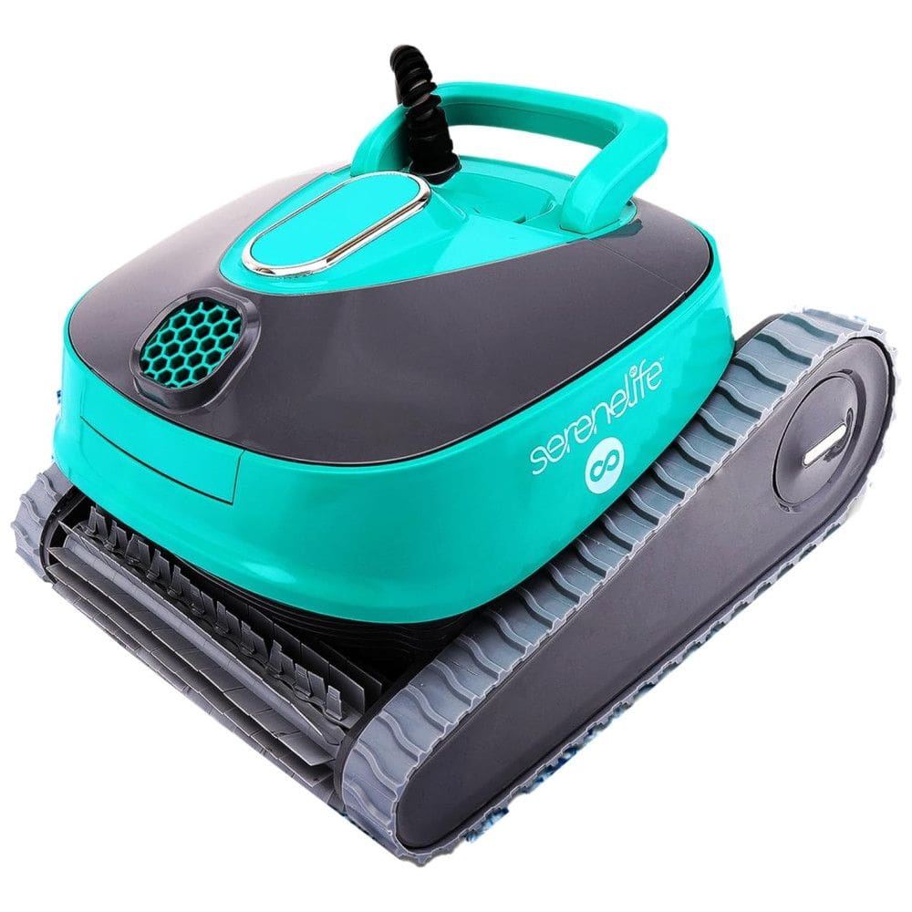 Robô Aspirador de Piscina com Fio, 3 Motores e Escalada em Paredes para Piscinas até 15m, 110V, SereneLife SLPORBT36, Cinza e Azul