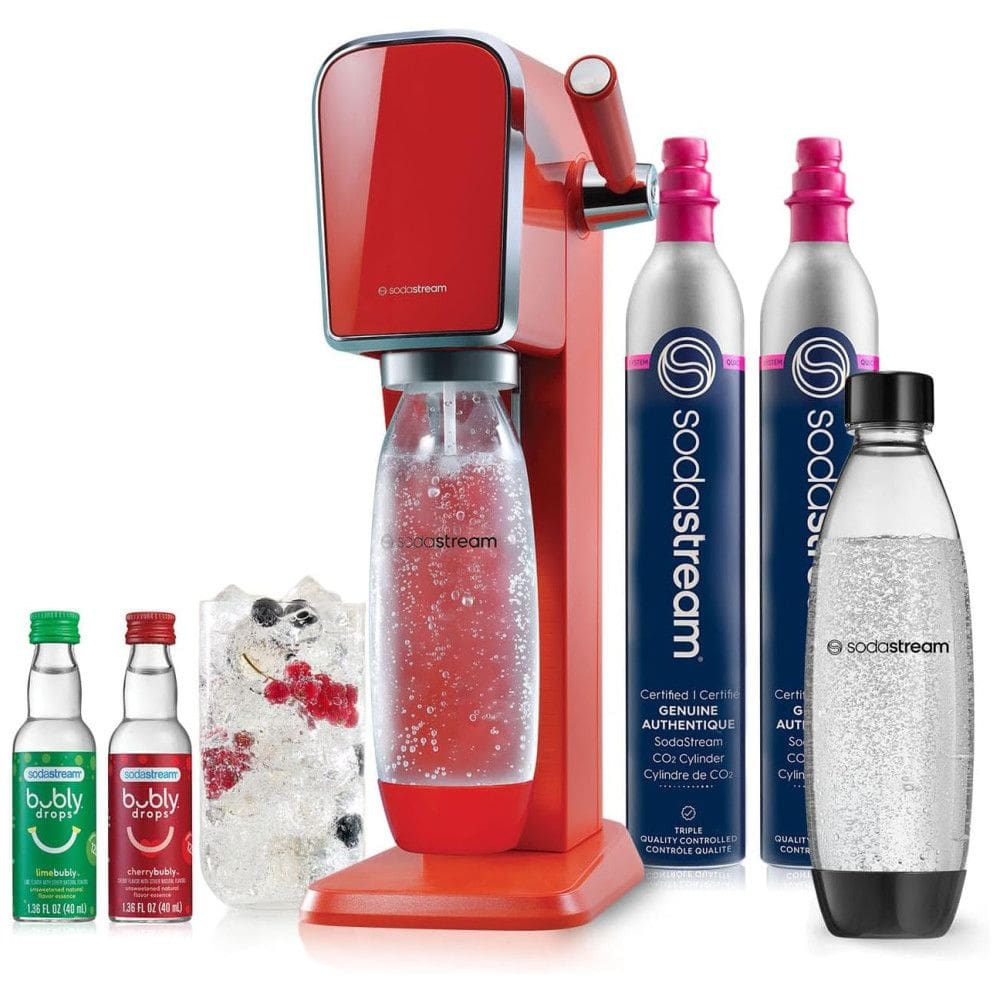 Máquina Para Gaseificar Água com CO2, Garrafas DWS e Sabores Bubly Drops, SodaStream, Vermelha