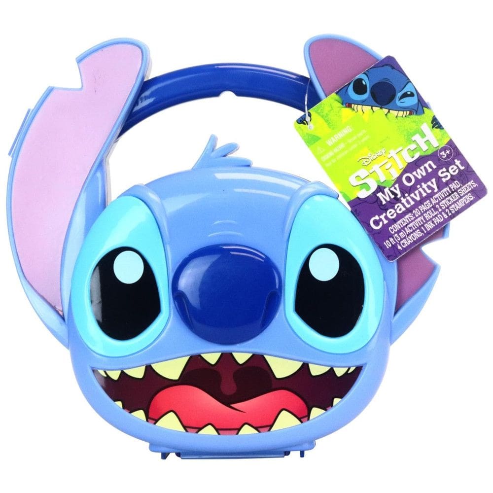 Kit de Criatividade Disney Stitch com Giz de Cera Vibrante, Almofada de Tinta e Carimbos para Crianças a Partir de 3 Anos, Tara Toy, Azul