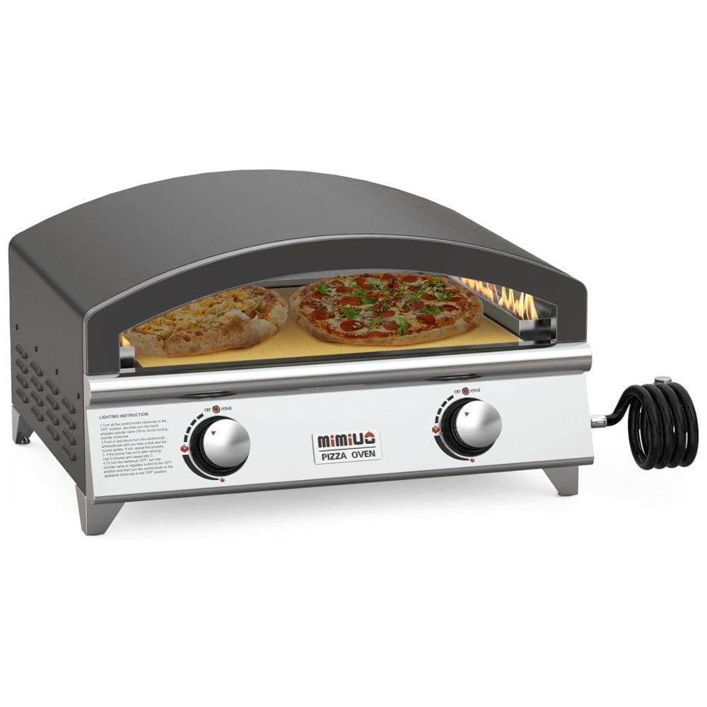 Forno de Pizza a Gás Portátil Aço Inoxidável e Multifuncional, Mimiuo, Preto
