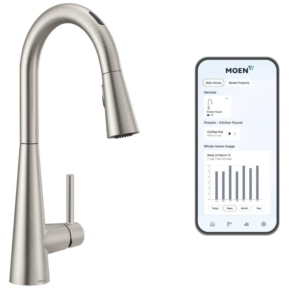 Torneira Cozinha com Controle de Voz e Sensor de Movimento, Moen Sleek 7864EVSRS, Inoxidável