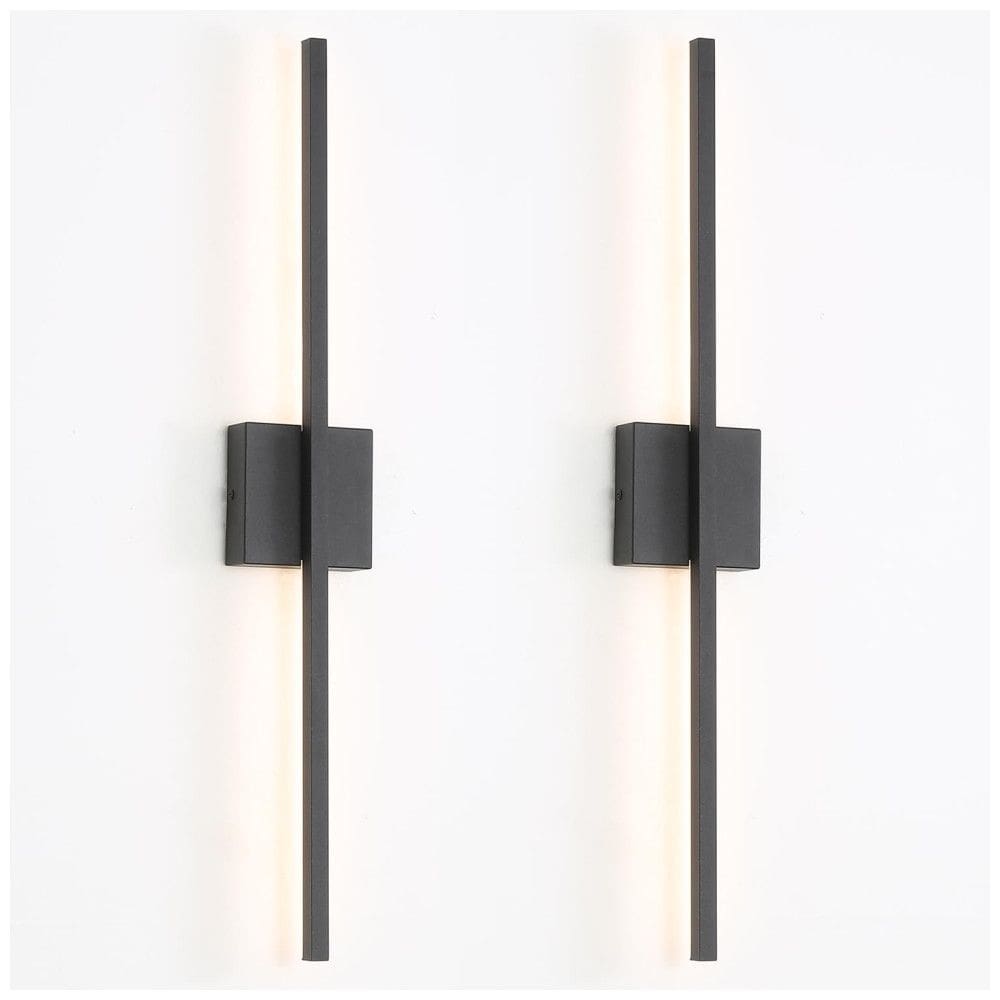 Conjunto de Luminária de Parede com Fio, 2 Peças e Estilo Moderno para Banheiro, Sala de Estar e Quarto, Bivolt 12W, Fengkiop BD1001, Preto