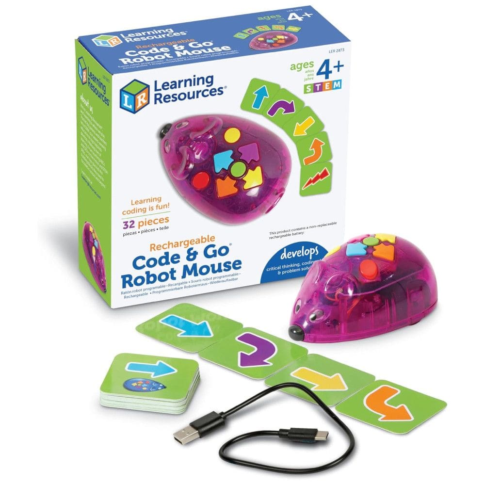 Learning Resources: Robô Rato Programável Recarregável - Brinquedo STEM para Crianças, Meninos e Meninas a Partir dos 4 Anos
