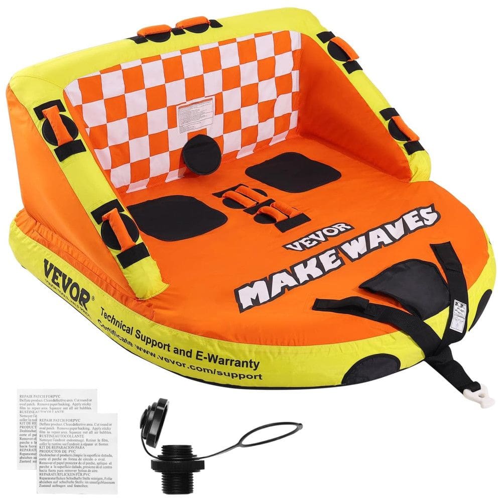 Boia Rebocável para 1 a 3 Pessoas com Capa de Nylon, Alças de EVA e Válvula de Segurança de Velocidade, Vevor, Laranja