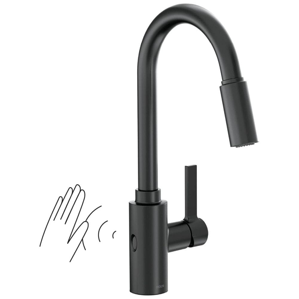 Torneira Cozinha com Sensor de Movimento e Pulverizador Pull Down, Moen 7882EWBL Genta LX, Preto Fosco