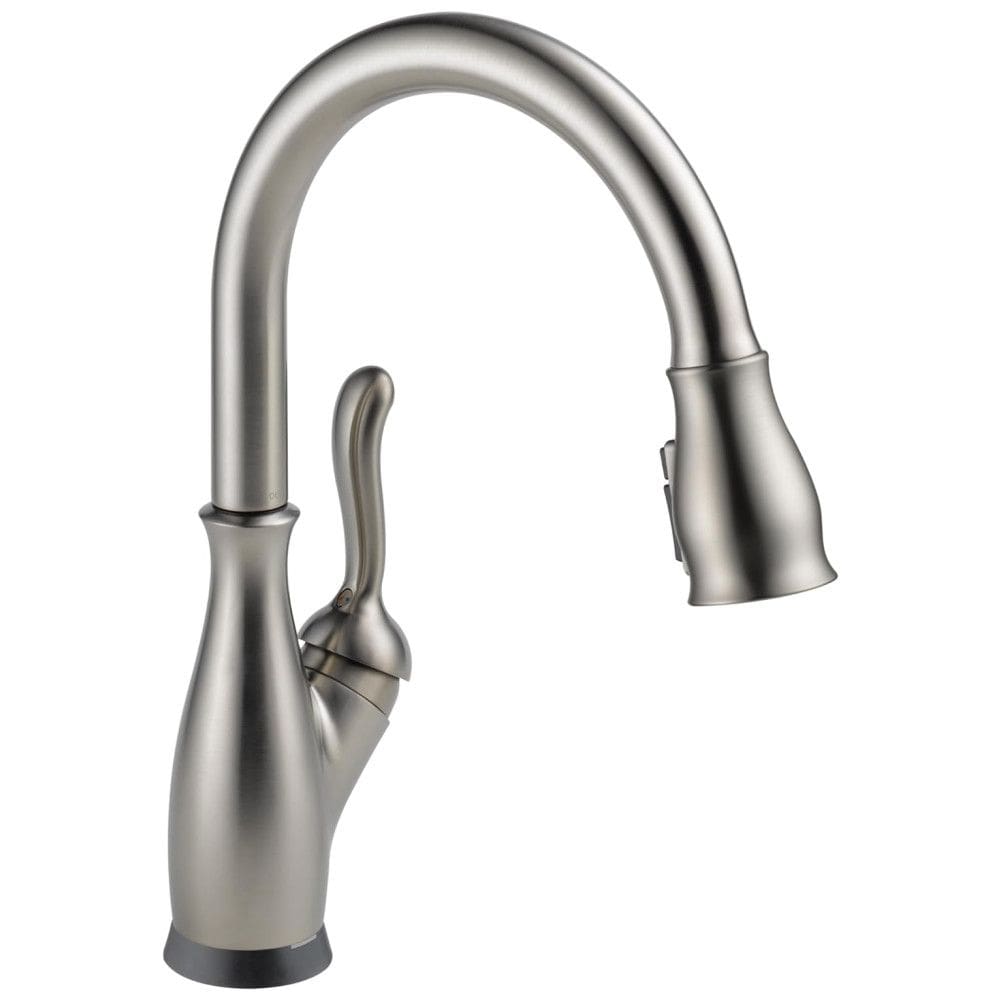 Torneira Cozinha com Tecnologia Touchless e Touch, Pulverizador Pull Down, Aço Inoxidável, Delta Leland, Níquel Escovado
