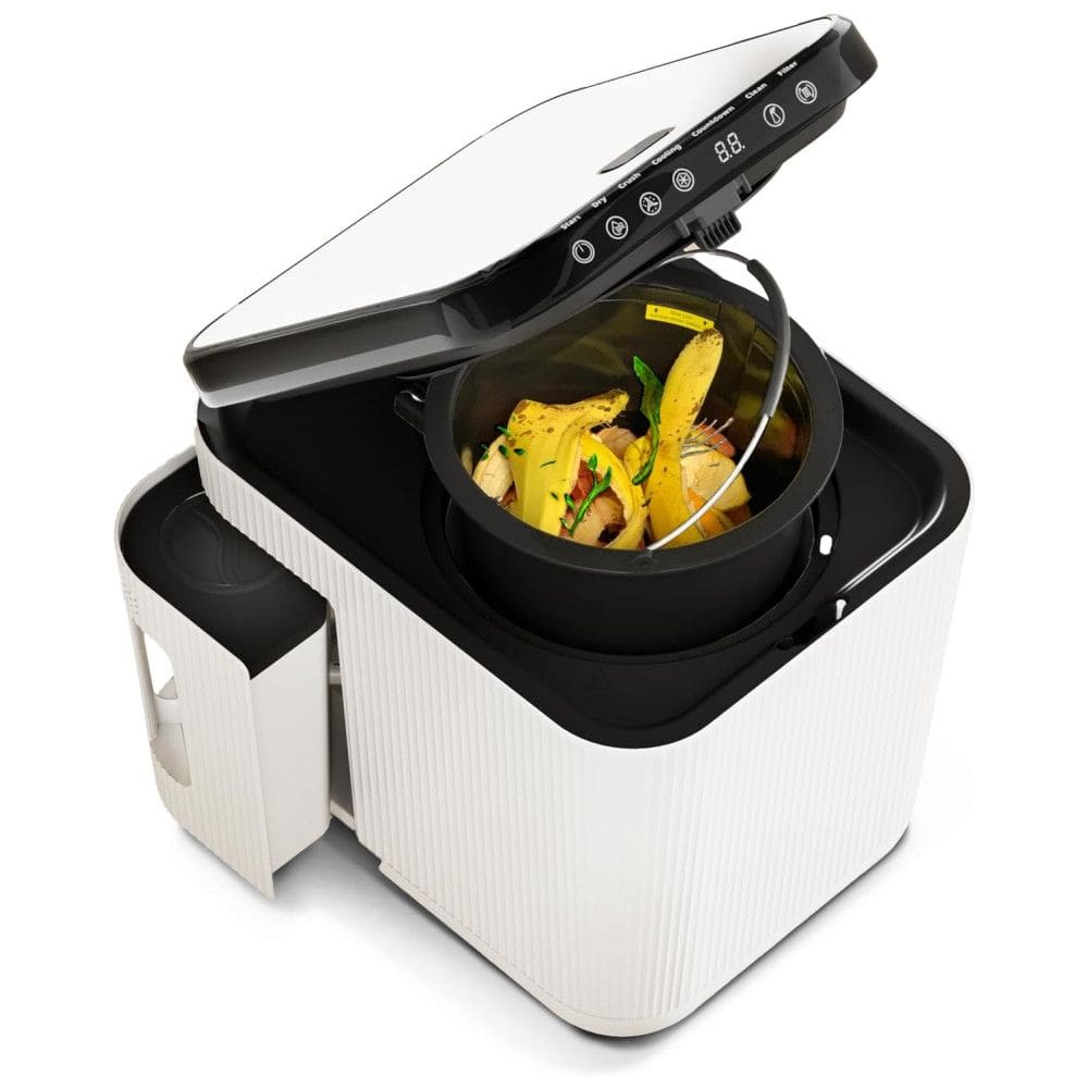 Composteira Elétrica de Cozinha 3L com Modo de Limpeza Automático e Design Compacto, 110V, Home Zone Living, Branca