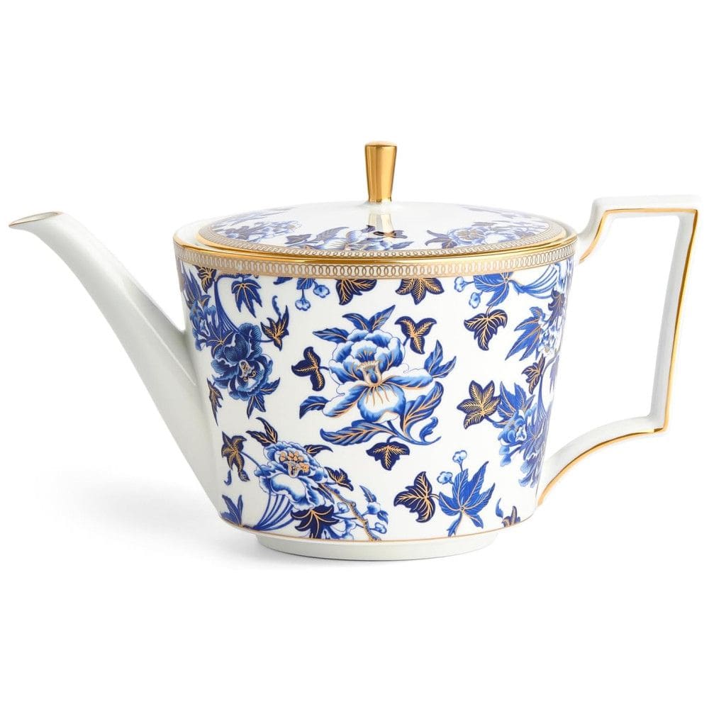 Bule de Chá em Porcelana Resistente com Capacidade de 500mL, Tema de Hibisco e Detalhes em Dourado, Wedgwood