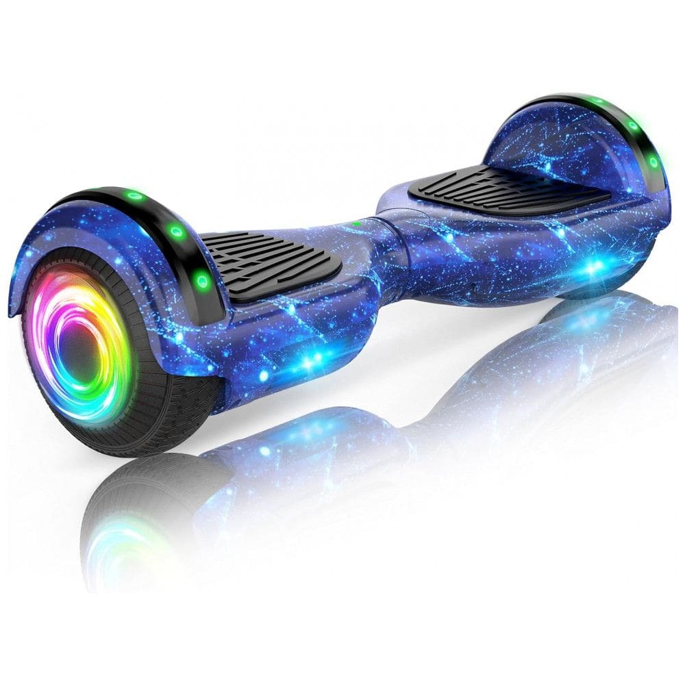 Hoverboard Auto Balanceante SISIGAD 6,5” Azul Estrelado K01 com Alto-falante Bluetooth e Rodas LED Coloridas para Crianças de 6 a 12 Anos