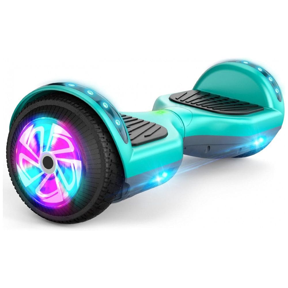 Hoverboard Elétrico Verde-Água 6,5”, Autoequilibrado, Bluetooth, LED, Motor 350W, Alcance 16 km, Velocidade 16 km/h