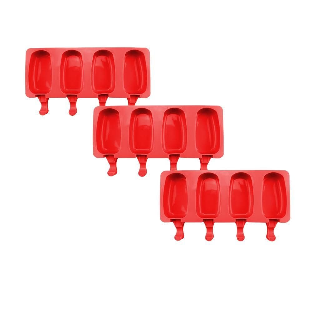 Kt 3 Formas Em Silicone Mini Picolé 4 Cavidades Antiaderente