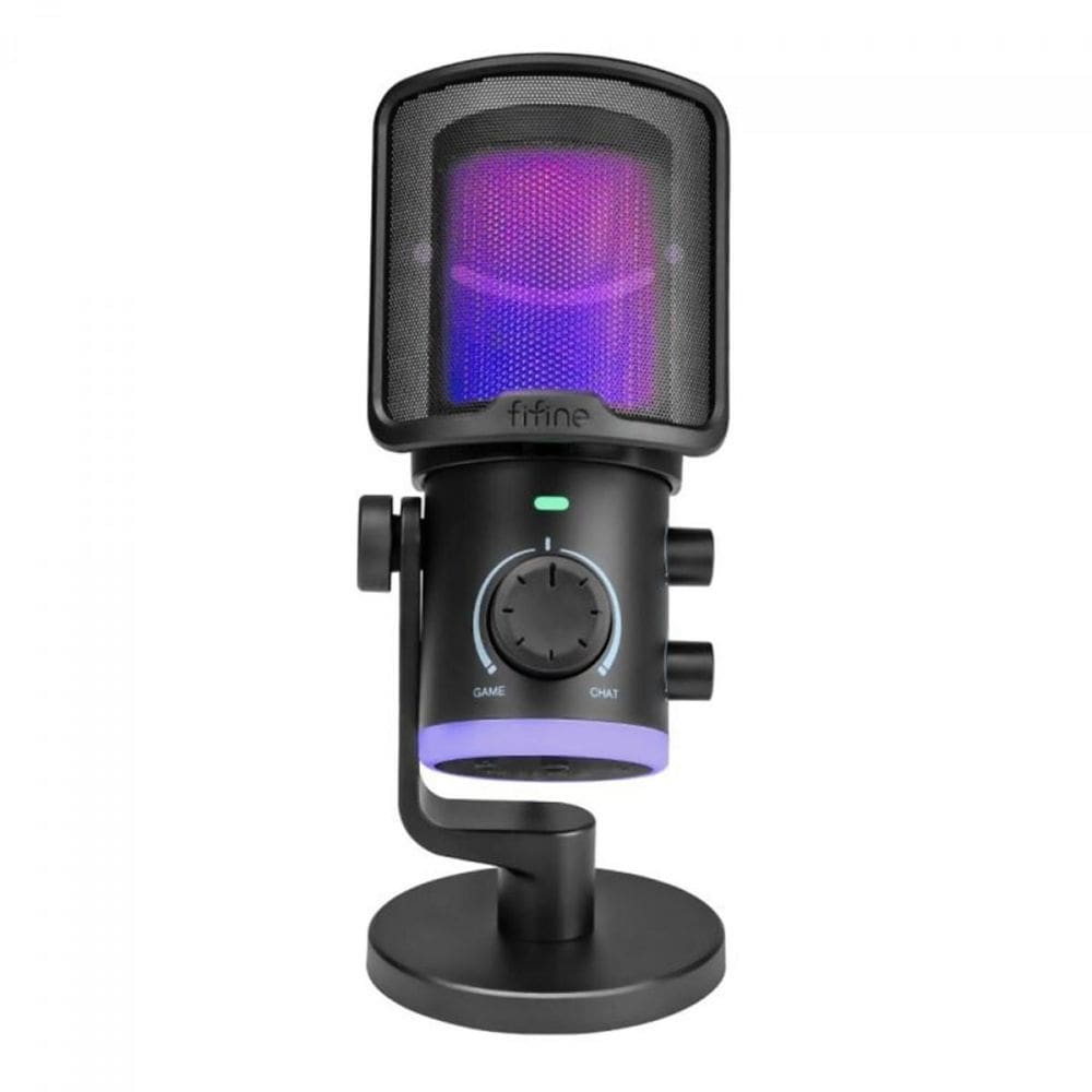 Microfone Fifine Ampligame Am6 Condenser Rgb Usb Preto