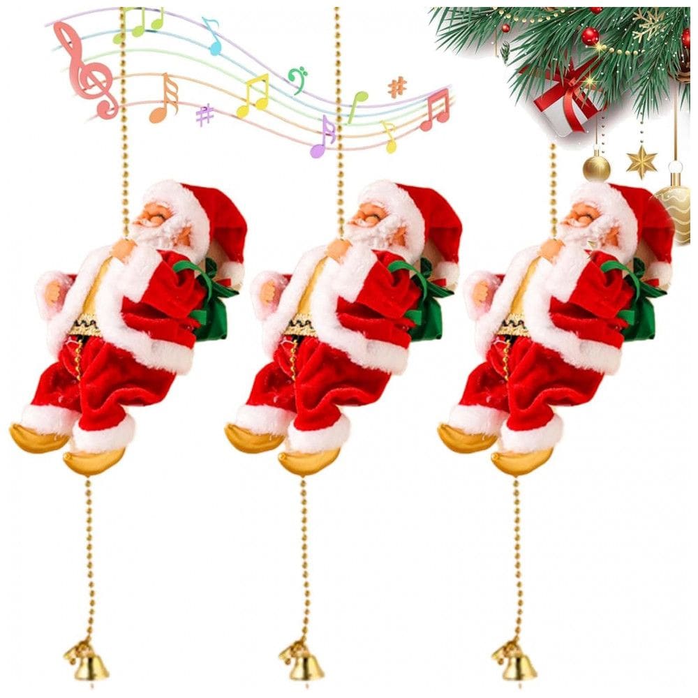 Decoração de Natal: Papai Noel Musical Escalando Corda, Papai Noel Elétrico Atualizado 2026, Com Música e Movimento,Generic