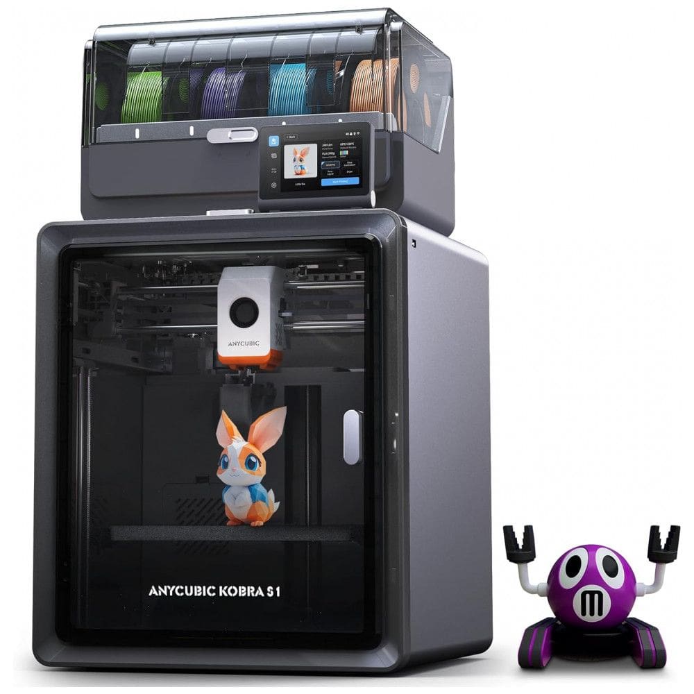 Impressora 3D Anycubic Kobra S1 Combo com 4 Cores Incríveis e Anycubic ACE PRO, Velocidade de 600mms e Extrusor FreeClog de 320 Hotend