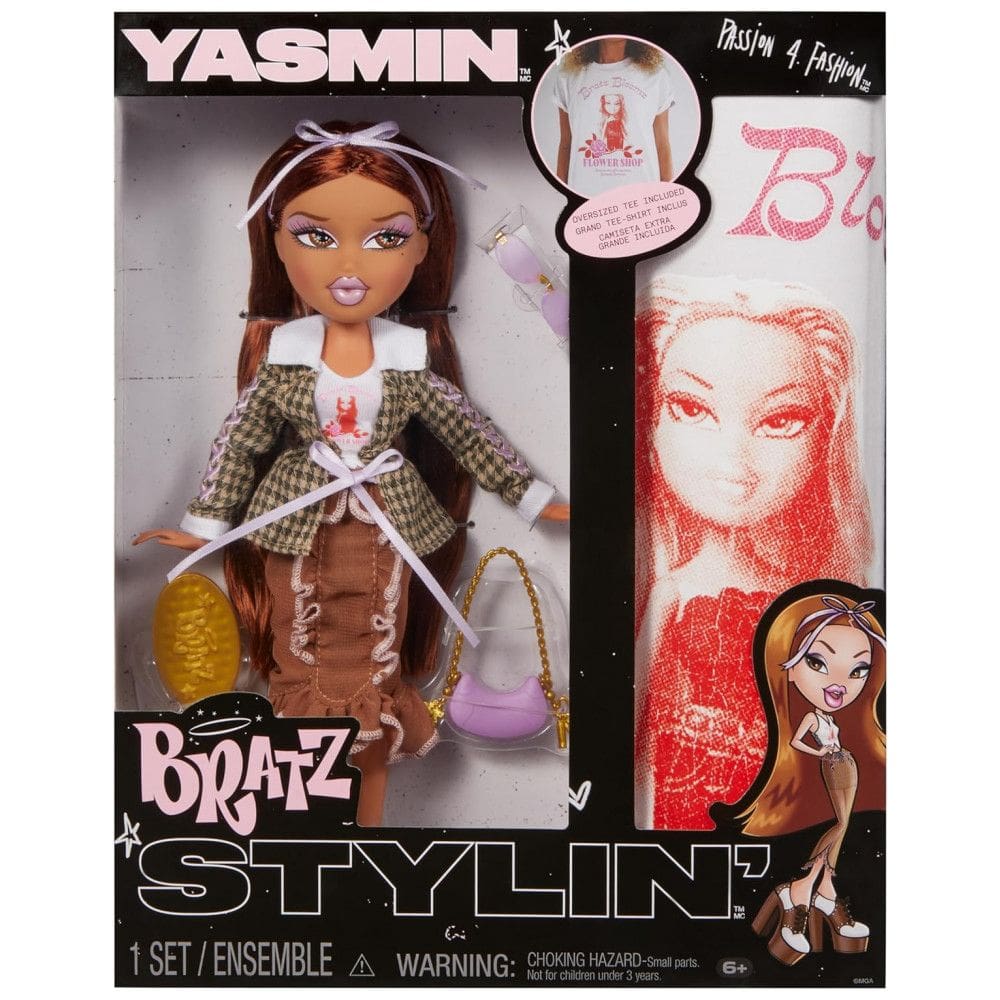 Boneca de Moda Bratz Stylin Yasmin com Camiseta Personalizável para Você e Acessórios