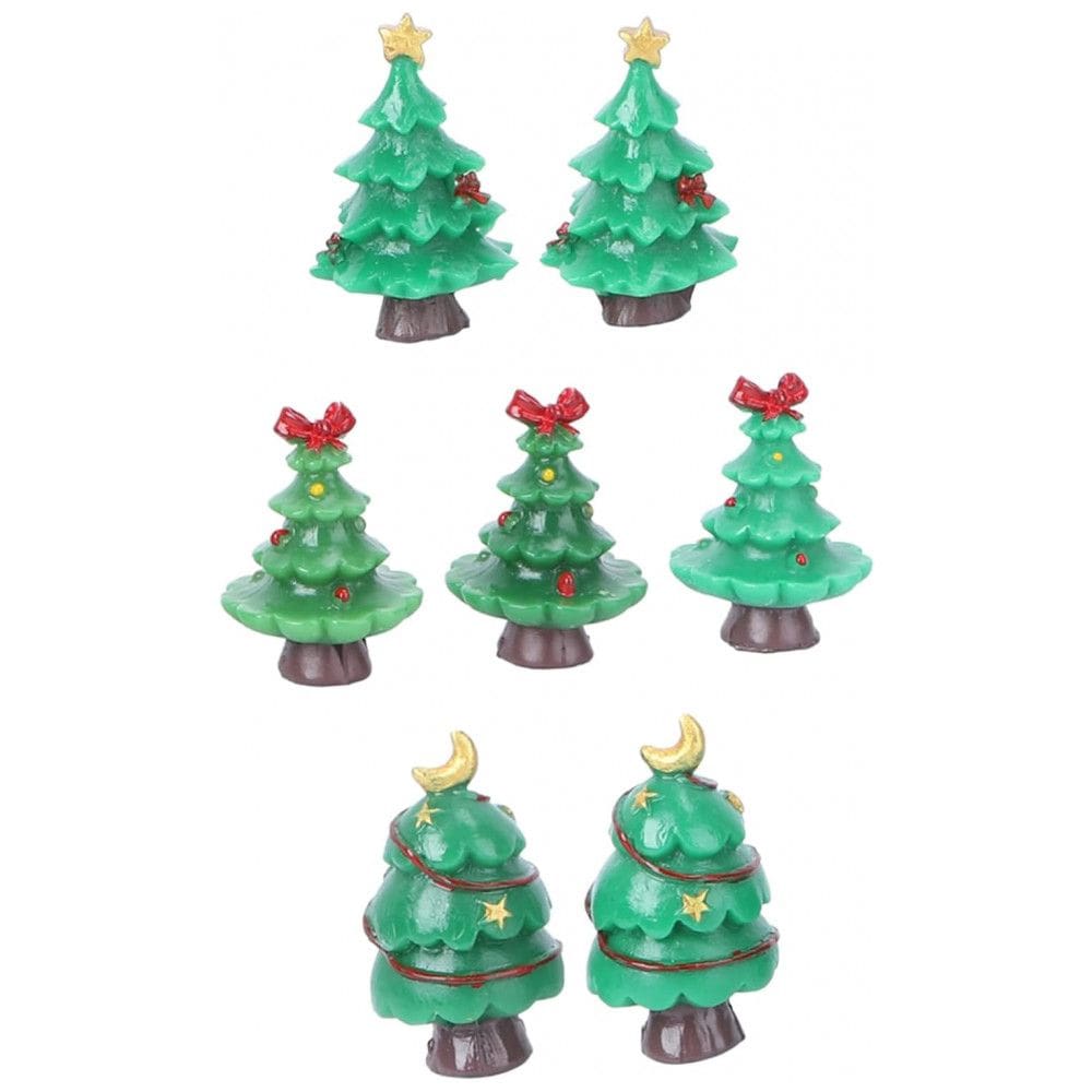 Decoração de Mini Cenário de Neve Happyyami com 7 Peças para o Natal: Miniatura de Papai Noel, Árvore, Boneco de Neve e Rena