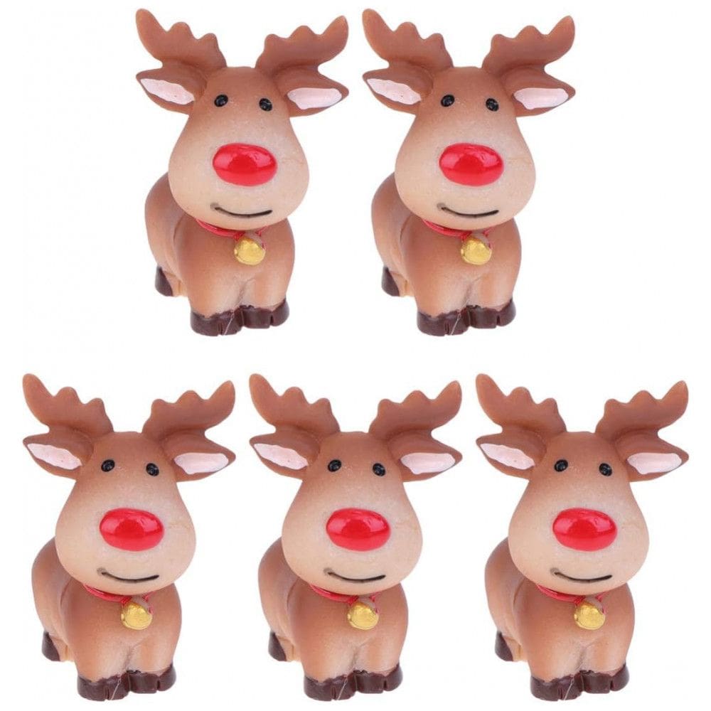 Enfeites de Natal em Resina Happyyami - Conjunto com 5 Estatuetas de Veado, Trenó e Árvore de Natal,Happyyami,