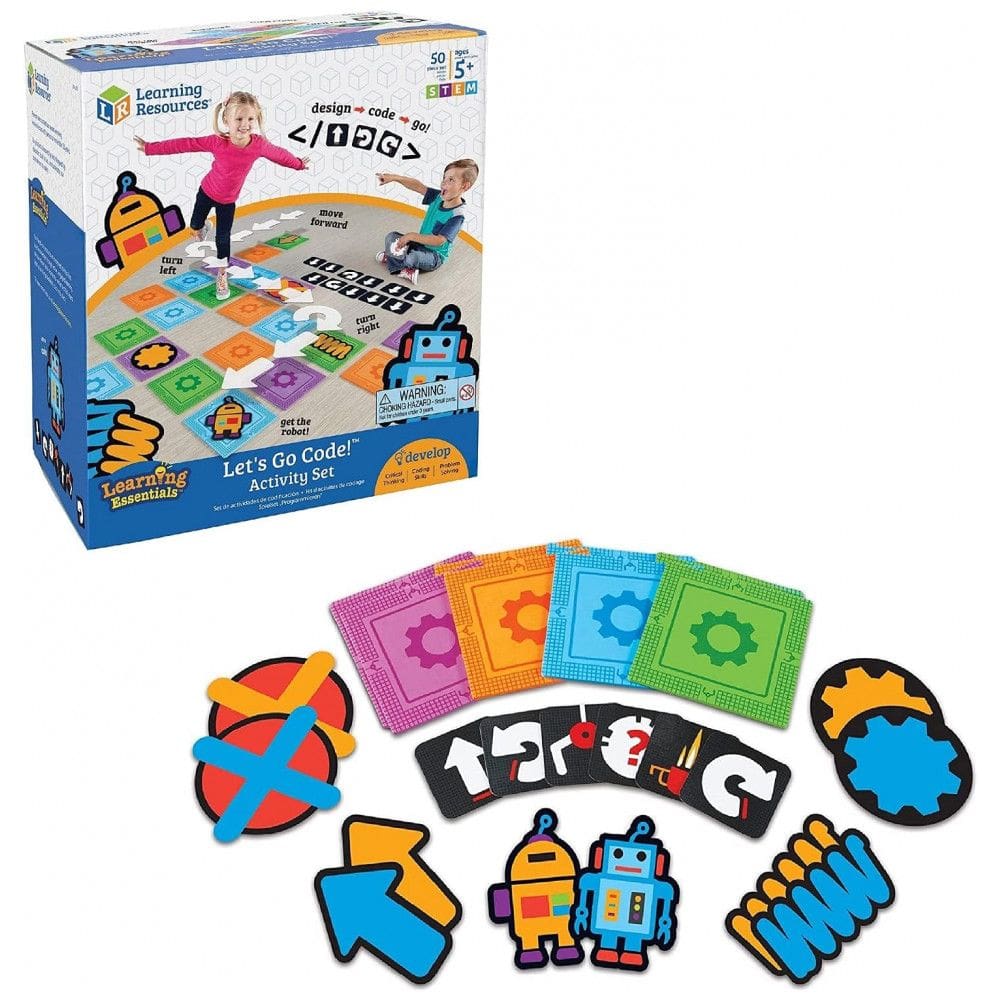 Kit Atividades Learning Resources Let’s Go Code! – 50 Peças para Crianças 5+, Introdução Lúdica à Programação e Habilidades STEM