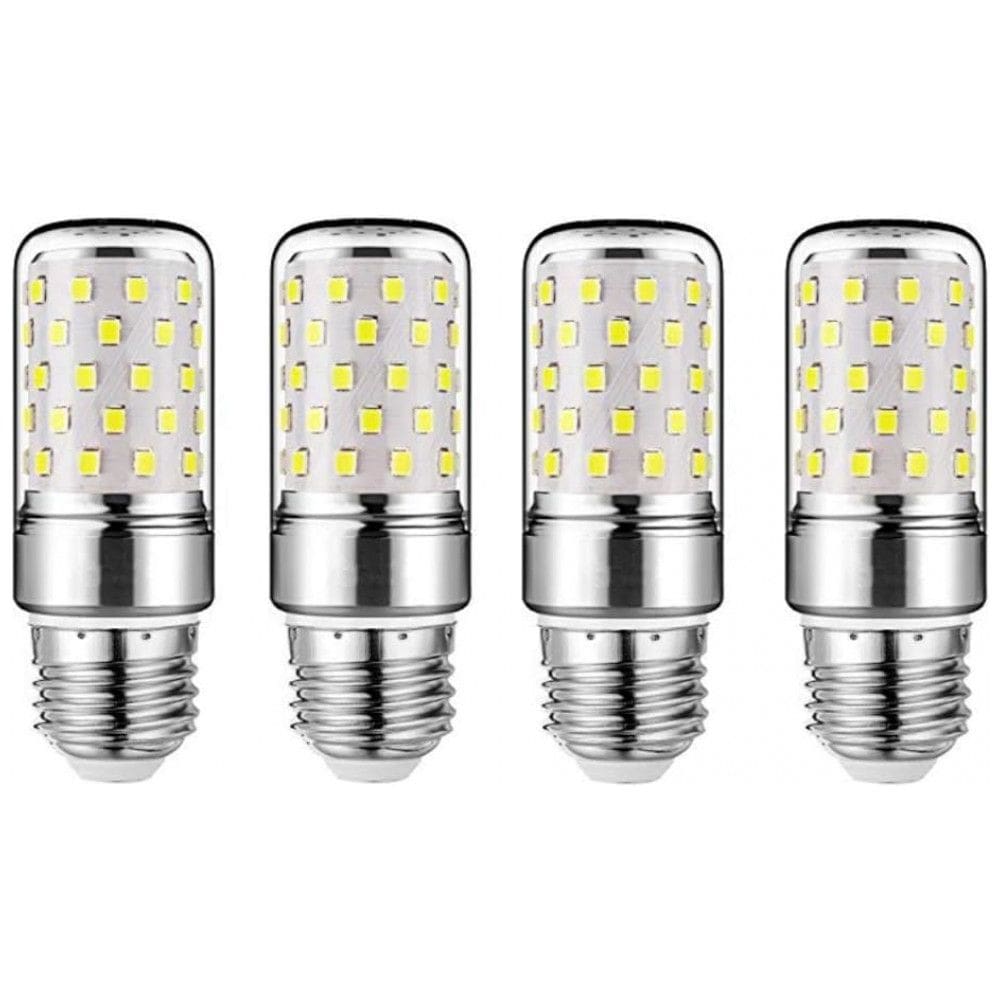 E27 LED Corn Bulbs 12W – Pack com 4 Lâmpadas Candelabra LED 100W Equivalent,Luz Branca Fria 6000K,Base E26/E27,Não Dimerizável, Iluminação